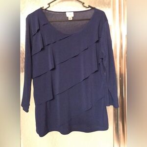 Worthington Navy Blue Layered Blouse